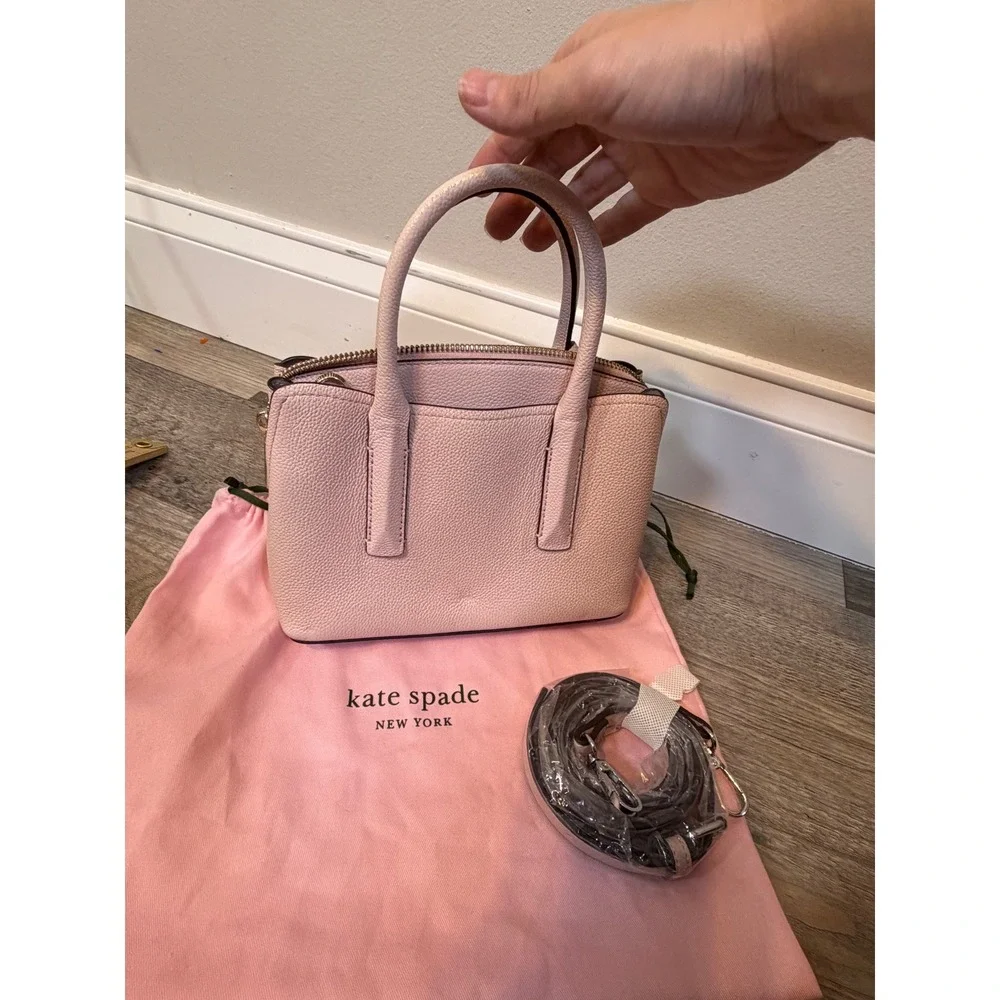 Kate Spade Womens Satchel Pebbled Leather Light Pink Small